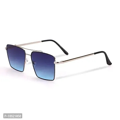 Retro Rectangular Aviator Sunglasses Premium Glass Lens Flat Metal Sun Glasses Men  Women-thumb2