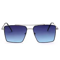 Retro Rectangular Aviator Sunglasses Premium Glass Lens Flat Metal Sun Glasses Men  Women-thumb2