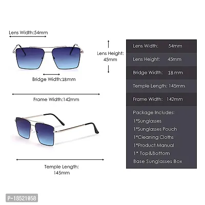 Retro Rectangular Aviator Sunglasses Premium Glass Lens Flat Metal Sun Glasses Men  Women-thumb4