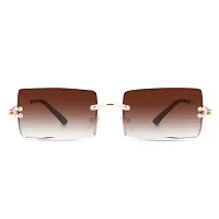 New Rimless Rectangle Sunglasses For Women  Men Fashion Frameless UV400 Protection Lens Glasses Pack Of 1-thumb1