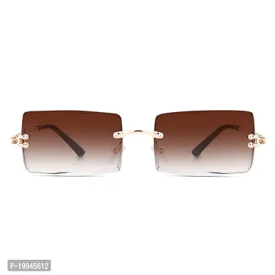 New Rimless Rectangle Sunglasses For Women  Men Fashion Frameless UV400 Protection Lens Glasses Pack Of 1-thumb2