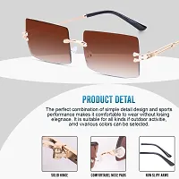 New Rimless Rectangle Sunglasses For Women  Men Fashion Frameless UV400 Protection Lens Glasses Pack Of 1-thumb3
