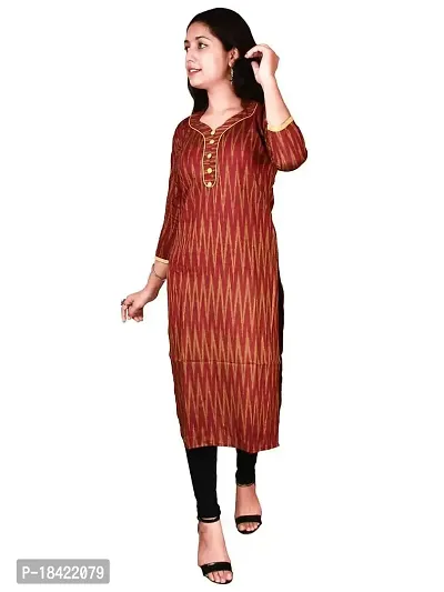 Anu Creations Women's Cotton Ikat Kurti for Women Knee Length, Traditional Festive  Casual Kurta for Women | ZEKUIK022 042-thumb2