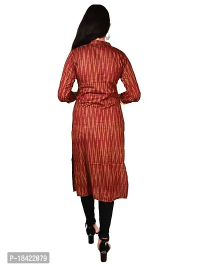 Anu Creations Women's Cotton Ikat Kurti for Women Knee Length, Traditional Festive  Casual Kurta for Women | ZEKUIK022 042-thumb3