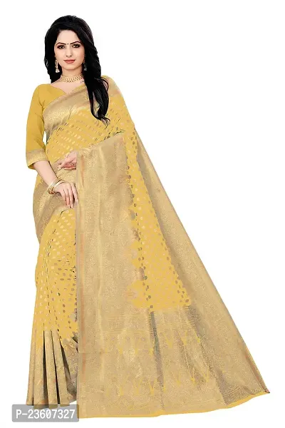 KASHI FASHION HUB BANARASI SILK SAREE (YELLOW)