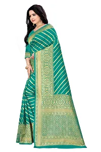 KASHI FASHION HUB BANARASI SILK COTTON SAREE WITH RUNNING BLOUSE FABRIC (RAMA)-thumb2