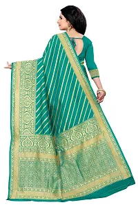 KASHI FASHION HUB BANARASI SILK COTTON SAREE WITH RUNNING BLOUSE FABRIC (RAMA)-thumb1