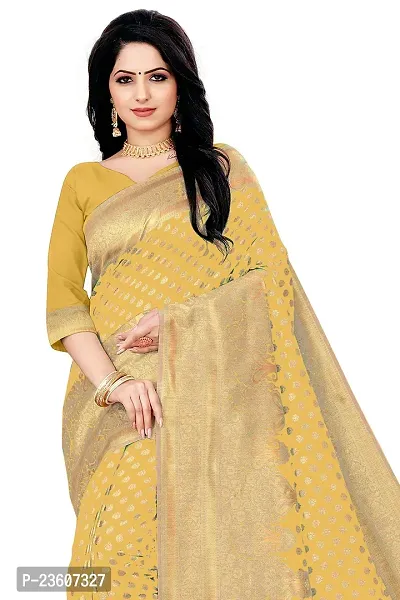 KASHI FASHION HUB BANARASI SILK SAREE (YELLOW)-thumb4