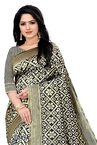 KASHI FASHION HUB BANARASI SILK COTTON SAREE WITH BLOUSE (BLUE)-thumb3