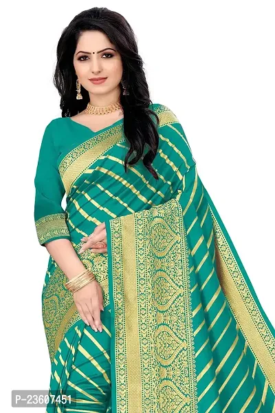 KASHI FASHION HUB BANARASI SILK COTTON SAREE WITH RUNNING BLOUSE FABRIC (RAMA)-thumb4