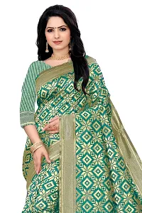 KASHI FASHION HUB BANARASI SILK SAREE WITH BLOUSE FABRIC (RAMA)-thumb3