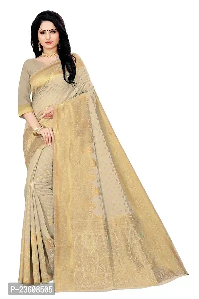 KASHI FASHION HUB BANARASI SILK SAREE (GREY)-thumb0