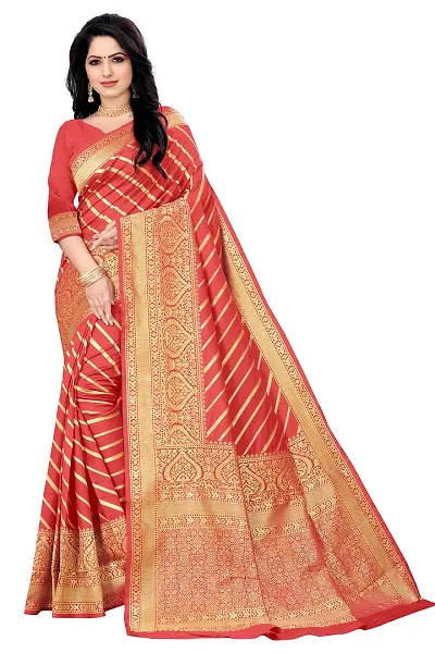 KASHI FASHION HUB BANARASI SILK SAREE WITH RUNNING BLOUSE FABRIC (RAMA)