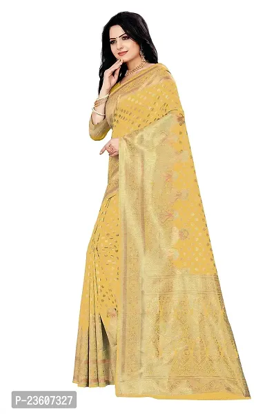 KASHI FASHION HUB BANARASI SILK SAREE (YELLOW)-thumb3