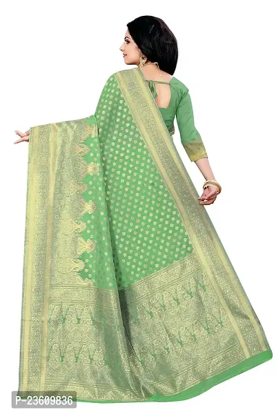 KASHI FASHION HUB BANARASI SILK SAREE (LIGHT GREEN)-thumb2