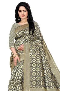 KASHI FASHION HUB BANARASI SILK SAREE WITH BLOUSE FABRIC (GREY)-thumb3