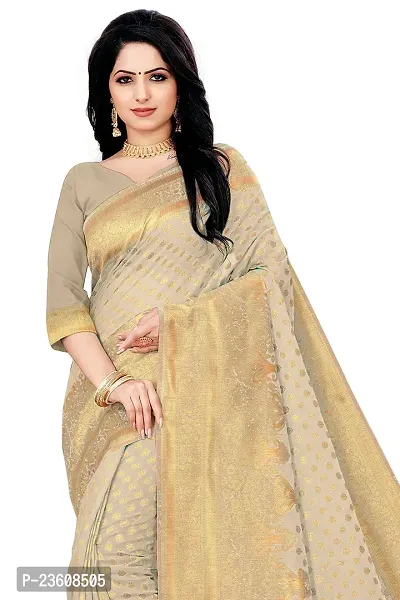 KASHI FASHION HUB BANARASI SILK SAREE (GREY)-thumb4