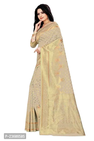 KASHI FASHION HUB BANARASI SILK SAREE (GREY)-thumb3