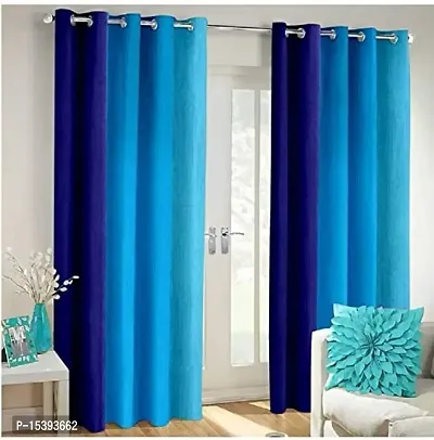 HHH FAB Polyester Striped Curtain ( Size_4 X 9 Feet, Color_Blue)(Pack of 2