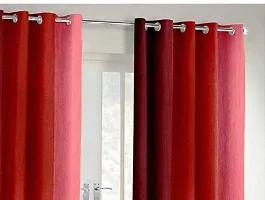 HHH FAB Polyester Striped Curtain ( Size_4 X 9 Feet, Color_Red)(Pack of 2)-thumb1