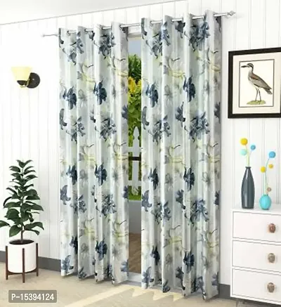 HHH FAB Polyester Digital Printed Curtain ( Size_4 X 7 Feet, Color_Grey )(Pack of 2)