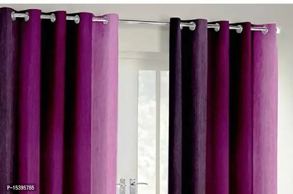 HHH FAB Polyester Striped Curtain ( Size_4 X 9 Feet, Color_Purple)(Pack of 2)-thumb2