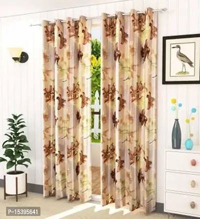 HHH FAB Polyester Digital Printed Curtain ( Size_4 X 5 Feet, Color_Brown )(Pack of 2)