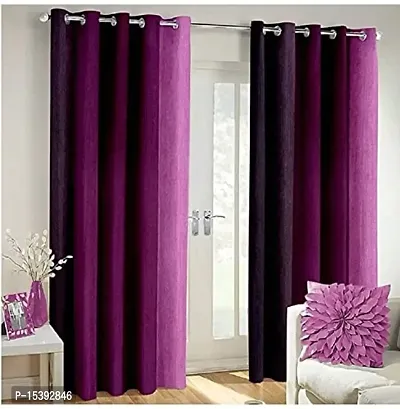HHH FAB Polyester Striped Curtain ( Size_4 X 7 Feet, Color_Purple)(Pack of 2)