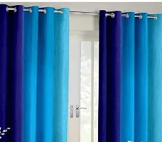 HHH FAB Polyester Striped Curtain ( Size_4 X 5 Feet, Color_Blue)(Pack of 2-thumb1