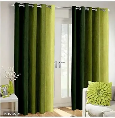 HHH FAB Polyester Striped Curtain ( Size_4 X 7 Feet, Color_Green)(Pack of 2)