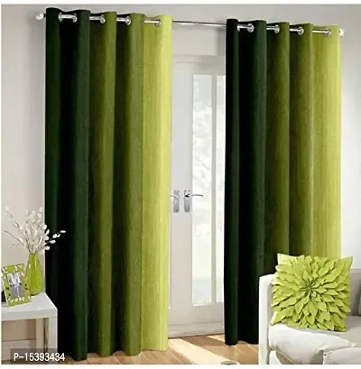 HHH FAB Polyester Striped Curtain ( Size_4 X 9 Feet, Color_Green)(Pack of 2)