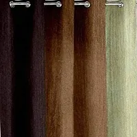 HHH FAB Polyester Striped Curtain ( Size_4 X 9 Feet, Color_Brown)(Pack of 2)-thumb1