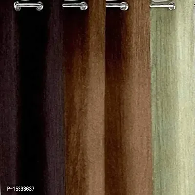 HHH FAB Polyester Striped Curtain ( Size_4 X 9 Feet, Color_Brown)(Pack of 2)-thumb2