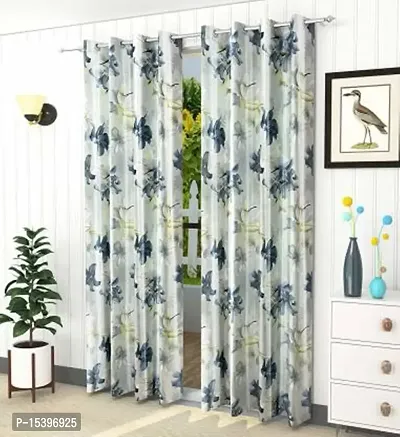 HHH FAB Polyester Digital Printed Curtain ( Size_4 X 5 Feet, Color_Grey )(Pack of 2)-thumb0