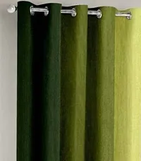 HHH FAB Polyester Striped Curtain ( Size_4 X 9 Feet, Color_Green)(Pack of 2)-thumb1