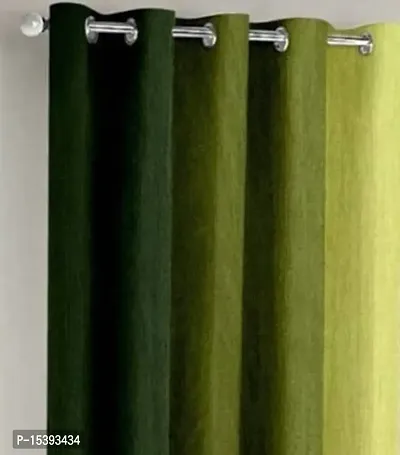 HHH FAB Polyester Striped Curtain ( Size_4 X 9 Feet, Color_Green)(Pack of 2)-thumb2