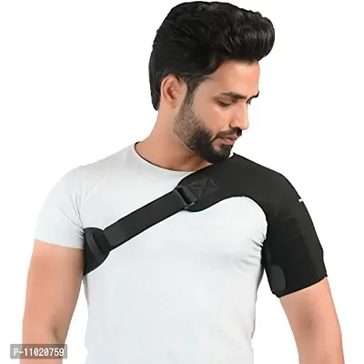 Shoulder Support Neoprene Small/Medium Shoulder Support Wrap Belt for Rotator Cuff, Arthritis, Frozen Dislocated Shoulder Small and Medium Shoulder Support Brace For Men and Women with Compression Pad-thumb0