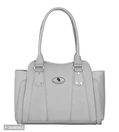 Elegant Grey PU Solid Handbags For Women