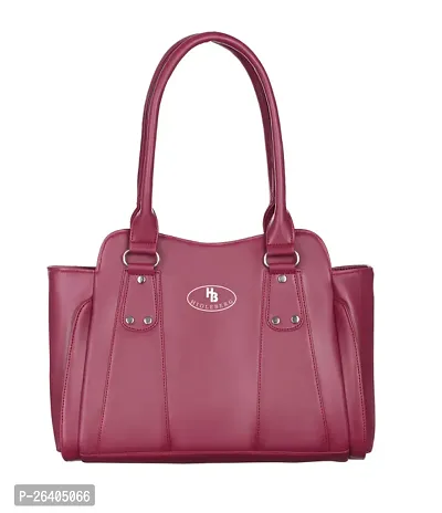 Elegant Maroon PU Solid Handbags For Women-thumb0