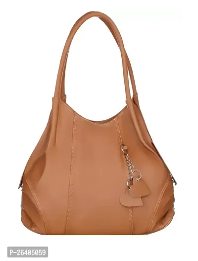 Elegant Tan PU Solid Handbags For Women