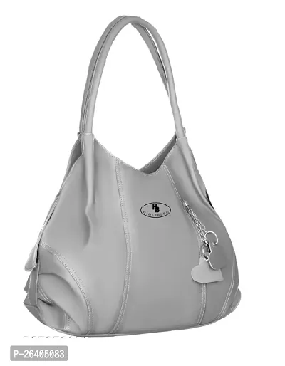 Elegant Grey PU Solid Handbags For Women-thumb0