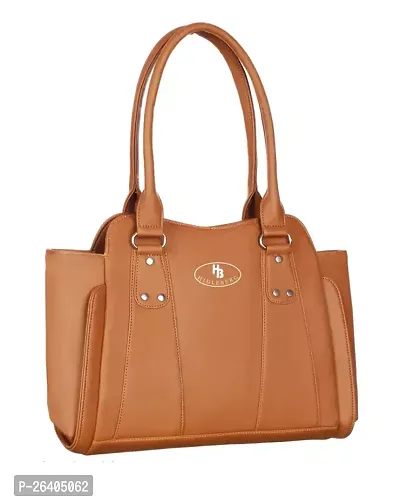 Elegant Tan PU Solid Handbags For Women-thumb0