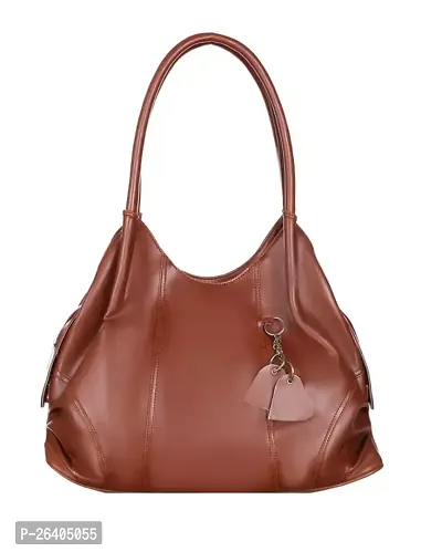 Elegant Brown PU Solid Handbags For Women