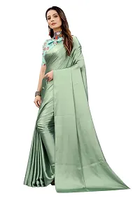 Avirat Designer Studio? Women's Satin Saree (Light Green)-thumb1