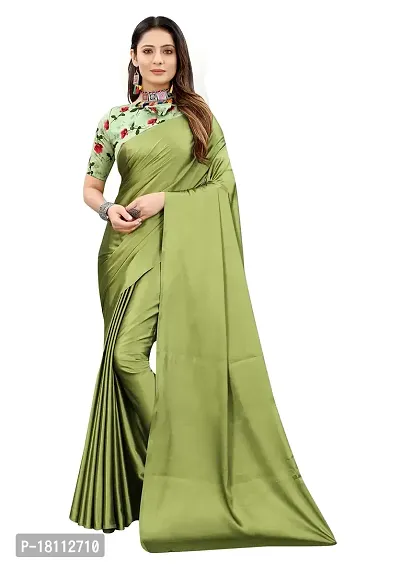 Avirat Designer Studio? Women's Satin Saree (Green)-thumb0