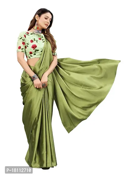 Avirat Designer Studio? Women's Satin Saree (Green)-thumb4