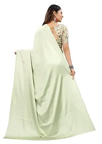 Avirat Designer Studio? Women's Satin Saree (Off White)-thumb2