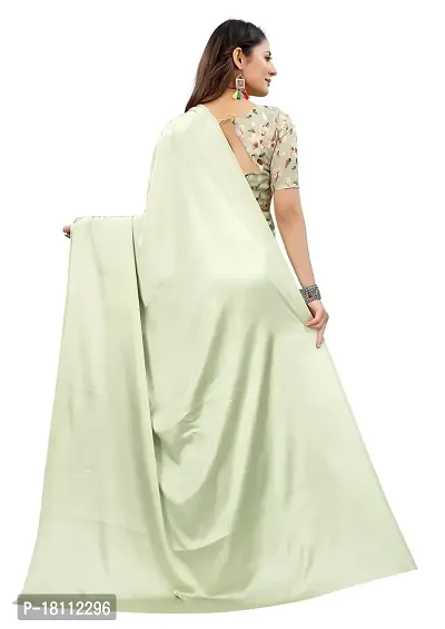 Avirat Designer Studio? Women's Satin Saree (Off White)-thumb3