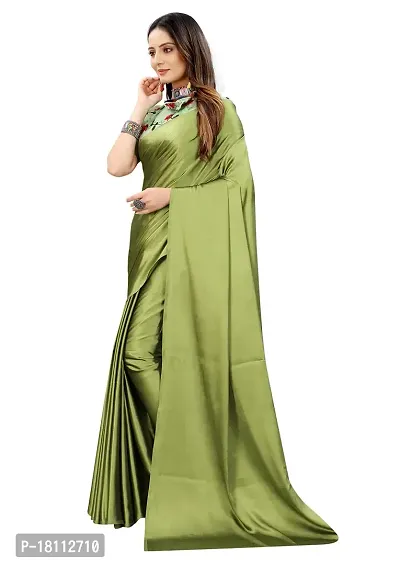 Avirat Designer Studio? Women's Satin Saree (Green)-thumb2