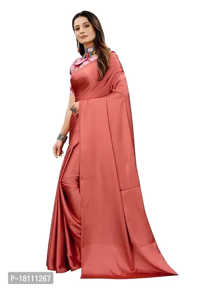 Avirat Designer Studio? Women's Satin Saree (Red)-thumb2